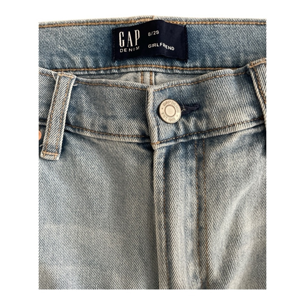 Gap “Girlfriend” Patchwork Denim Jeans - image 3